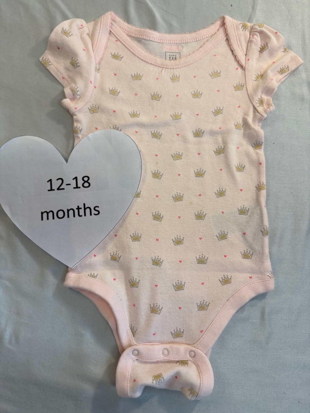 GAP - Light Pink Crown Pattern Short sleeve Bodysuit/Onesie